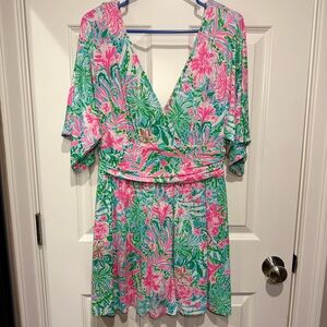 Lilly Pulitzer Vibrant Pink and Green Mini Dress